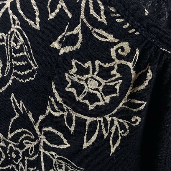 Lucky Brand Black Tan Boho Print Keyhole Front Top - Picture 7 of 12